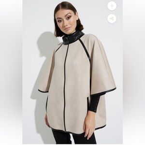 JOSEPH RIBKOFF SCUBA SUEDE COAT SAND/BLACK STYLE 223225 Size XL
